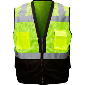 Enhanced Visibility Premium Heavy Duty Vest w/ Multi Pockets, Class 2, L/XL, Lime