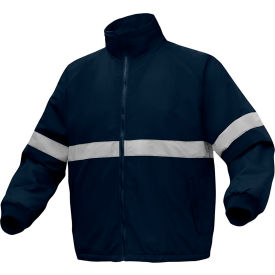 Enhanced Visibility Waterproof Parka Jacket with Fleece Lining, Nylon, Navy, 3XL