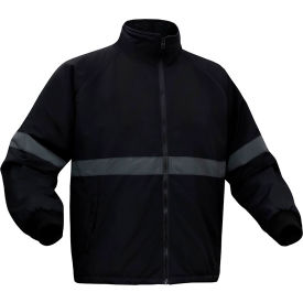 Enhanced Visibility Waterproof Parka Jacket with Fleece Lining, Nylon, Black, 2XL
