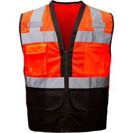 Enhanced Visibility Premium Heavy Duty Vest w/ Multi Pockets, Class 2, 4XL/5XL, Hi Viz Red