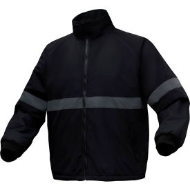 Enhanced Visibility Waterproof Parka Jacket with Fleece Lining, Nylon, Black, X Large