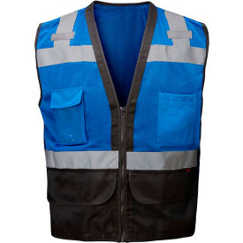 Enhanced Visibility Premium Heavy Duty Vest w/ Multi Pockets, L/XL, Blue