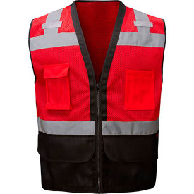 Enhanced Visibility Premium Heavy Duty Vest w/ Multi Pockets, 4XL/5XL, Red