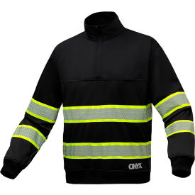 Enhanced Visibility Job Shirt w/ 1/4" Zipper, Polyester Fleece, Black, 3XL