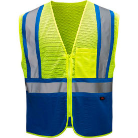 Enhanced Visibility Vest, 4XL/5XL, Lime w/ Blue Bottom