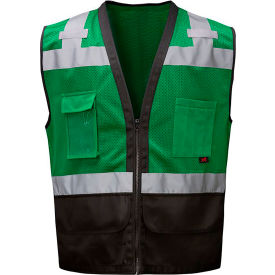 Enhanced Visibility Premium Heavy Duty Vest with Multi Pockets, S/M, Forest Green