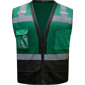 Enhanced Visibility Premium Heavy Duty Vest w/ Multi Pockets, 2XL/3XL, Dark Green