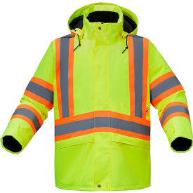 Waterproof Flame Resistant Winter Quilted Jacket, Class 3, Green, XL