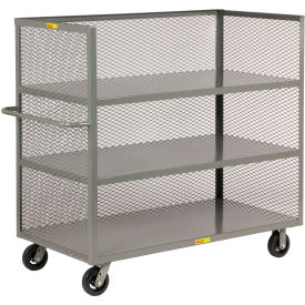 3-Sided Shelf Truck with 3 Shelves, 3600 lb. Capacity, 53-1/2"L x 24"W x 57"H, Gray