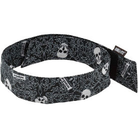 Chill-Its 6705 Evaporative Cooling Bandana Headband, Polymers, Hook & Loop, Skulls