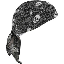 Chill-Its 6615 High-Performance Bandana, Tie Closure, Polyester, Skulls