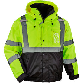 GloWear 8381 Hi-Vis 4-in-1 Winter Bomber Jacket, Large, Lime