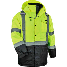 Hi-Vis Quilted Parka Winter Jacket, Medium, Lime