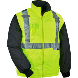 Hi-Vis Winter Jacket & Vest w/ Detachable Sleeves, 5XL, Lime