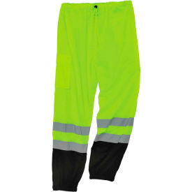 Hi-Vis Pants with Black Bottom, Class E, Mesh, L/XL, Lime