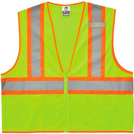GloWear 8229Z Two Tone Vest, Zipper, Class 2, XS, Lime