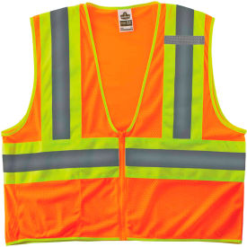 Economy Two Tone Vest, Zipper, Class 2, Size XS, Orange