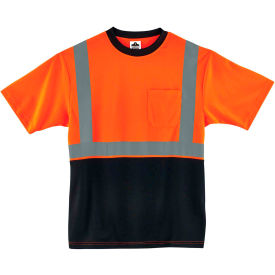 Hi-Vis T-Shirt, Black Bottom, Class 2, Size L, Color Orange