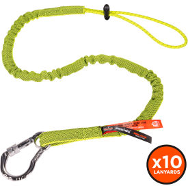 Squids 3100 Standard Lanyard with Carabiner and Cinch Loop, Lime, Pack of 10