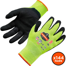 Proflex 7021 Hi-Vis CR Gloves, Nitrile Coated, ANSI A2, XL, Lime, 144 Pairs