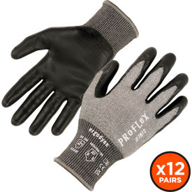 Cut Resistant Gloves, Nitrile Coated, ANSI A7, M, Gray, 12 Pairs