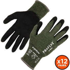 Cut Resistant Gloves, Nitrile Coated, ANSI A4, Size L, Green, 12 Pairs