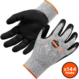 Cut Resistant Gloves, Nitrile Coated, ANSI A3, Large, Gray, 144 Pairs