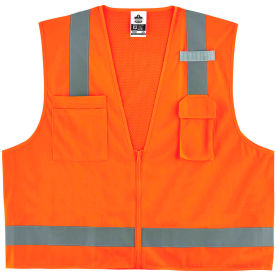 Economy Surveyors Vest, Zipper, Class 2, Size: XS, Color: Orange