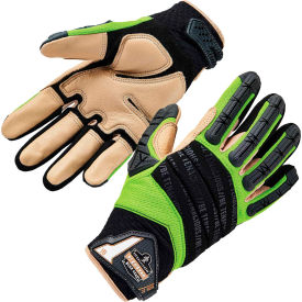 Proflex 924LTR Hybrid DIR Gloves, Leather Reinforcement, M, Lime, 1 Pair