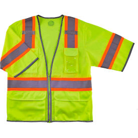 Hi-Vis Two Tone Surveyor Vest, Zipper, Class 3, 2XL/3XL, Lime