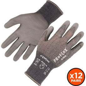 Cut Resistant Gloves, Polyurethane Coated, ANSI A4, S, Gray, 12 Pairs
