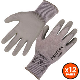 Proflex 7024 Cut Resistant Gloves, Polyurethane Coated, ANSI A2, Size 2XL, Gray, 12 Pairs