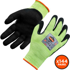 Cut Resistant Gloves, Nitrile Coated, ANSI A4, XL, Lime, 144 Pairs