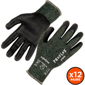 Cut Resistant Gloves, Nitrile Coated, ANSI A7, 2XL, Green, 12 Pairs