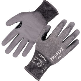 Cut Resistant Gloves, Polyurethane Coated, ANSI A7, S, Gray, 1 Pair