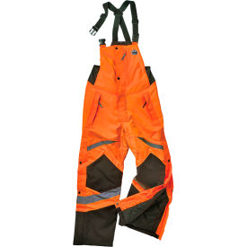 High Visibility Insulated Bib Pants, ANSI Class E, 300D, Polyester, S, Orange