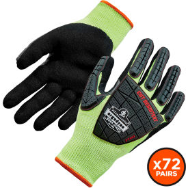 Cut Resistant Gloves, Nitrile Coated, ANSI A4, Size L, Lime, 72 Pairs