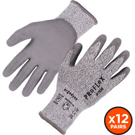 Cut Resistant Gloves, Polyurethane Coated, ANSI A3, XL, Gray, 12 Pairs