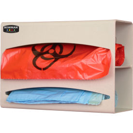 Double Bag Dispenser, 10-1/8"W x 3-15/16"D x 7-1/8"H, Quartz Beige