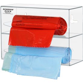 Double Bag Dispenser, 10-1/8"W x 3-15/16"D x 7-1/8"H, Transparent
