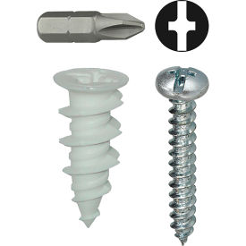 Nylon Walldriller Anchor Kit w/ Combo Pan Head Screw, #8, 50 Pieces