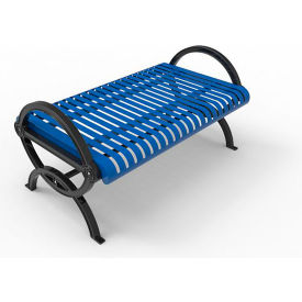 Durham Vertical Powdercoated Steel Slat Bench w/o Back, Surface Mount, 6'L, Black