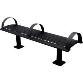 Richmond Horizontal Slat Bench w/o Back & Arm Rests, In Ground Mount, 6'L, Black