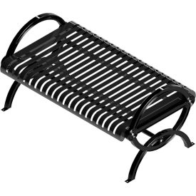 Durham Vertical Powdercoated Steel Slat Bench w/o Back, Surface Mount, 4'L, Black