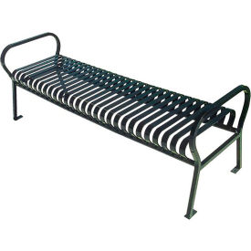 Hamilton Slat Bench w/o Back, Surface Mount, 6'L, Black