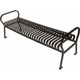 Hamilton Horizontal Slat Bench w/o Back, Surface Mount, 6'L, Black