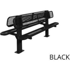 Double Sided Bench, Perforated Seat, Surface Mount, 8'L, Black