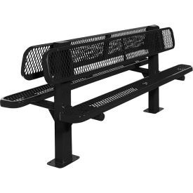 Double Sided Bench, Diamond Seat, Surface Mount, 6'L, Black