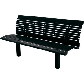 Richmond Horizontal Slat Bench w/ Back & Arm Rests, In Ground Mount, 6'L, Black