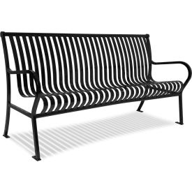 Hamilton Slat Bench w/ Back, Surface Mount, 6'L, Black